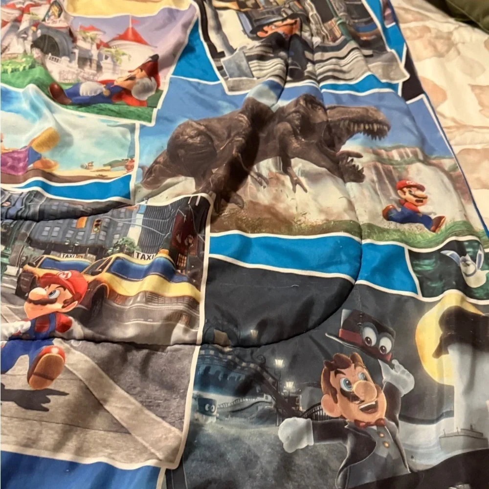 Nintendo Super Mario Odyssey Themed Twin Bedding, Sheets, Comforter, Dinosaur